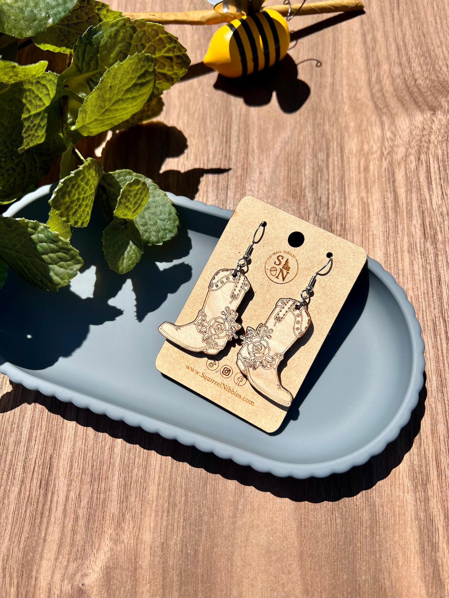 Floral Cowgirl Boots Earring drops