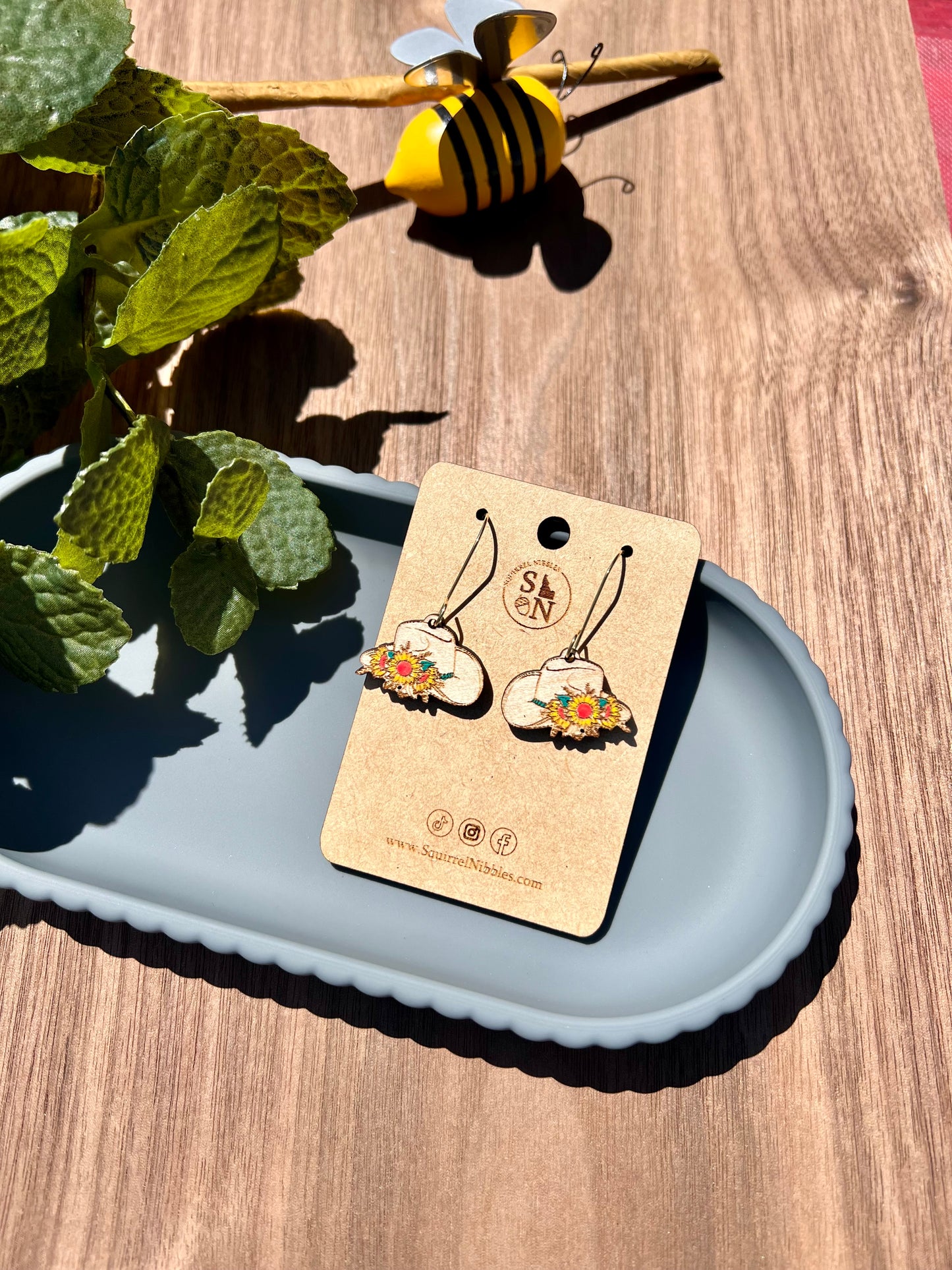 Floral Cowgirl Hat Earring drops