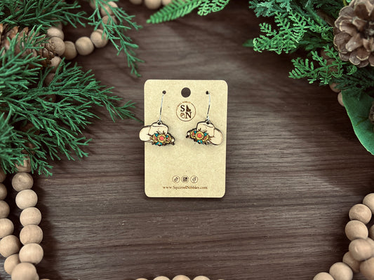 Floral Cowgirl Hat Earring drops