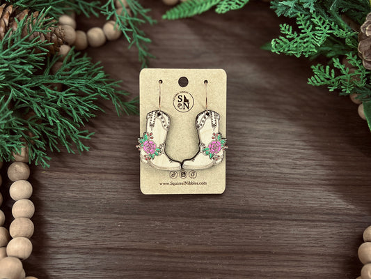 Floral Cowgirl Boots Earring drops